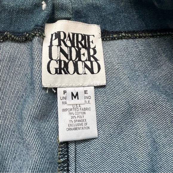 2/25 Prairie UnderGround Blue Jeans Denim Boho Zip Front Made USA Y2K - Picture 3 of 6